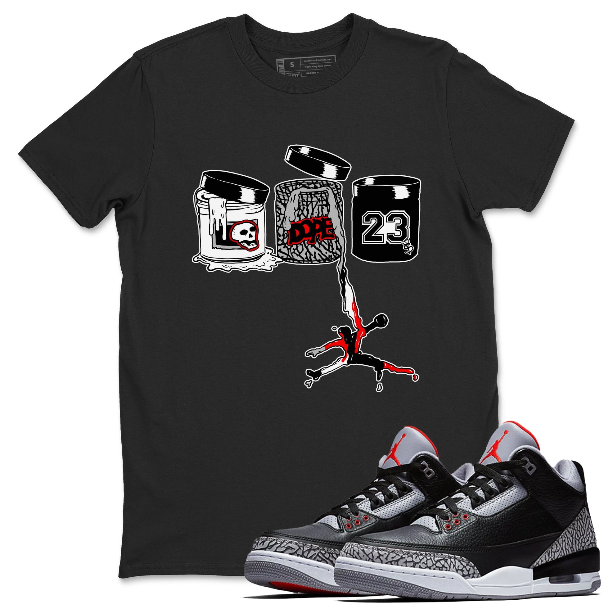 3s Black Cement shirts to match jordans Jordan Paint sneaker match tees Air Jordan 3 Black Cement match shoes to clothes SNRT Sneaker Tees unisex cotton Black 1 shirts