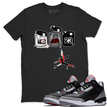 3s Black Cement shirts to match jordans Jordan Paint sneaker match tees Air Jordan 3 Black Cement match shoes to clothes SNRT Sneaker Tees unisex cotton Black 1 shirts