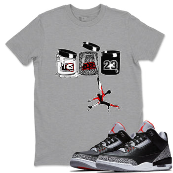 3s Black Cement shirts to match jordans Jordan Paint sneaker match tees Air Jordan 3 Black Cement match shoes to clothes SNRT Sneaker Tees unisex cotton Heather Grey 1 shirts