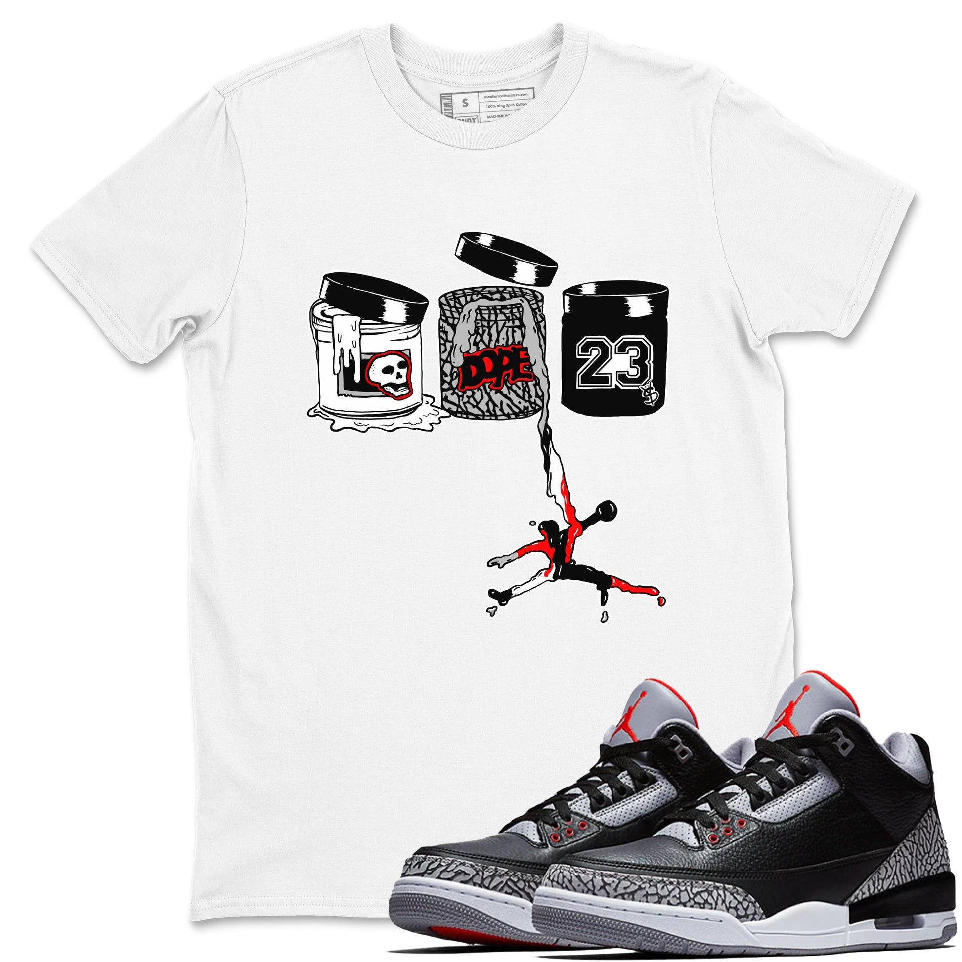 3s Black Cement shirts to match jordans Jordan Paint sneaker match tees Air Jordan 3 Black Cement match shoes to clothes SNRT Sneaker Tees unisex cotton White 1 shirts