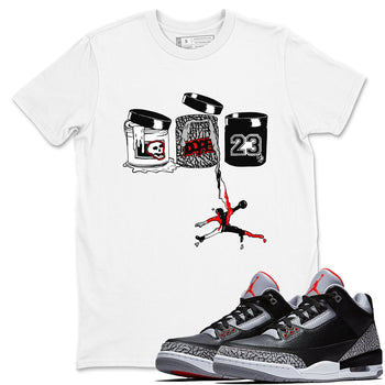 3s Black Cement shirts to match jordans Jordan Paint sneaker match tees Air Jordan 3 Black Cement match shoes to clothes SNRT Sneaker Tees unisex cotton White 1 shirts