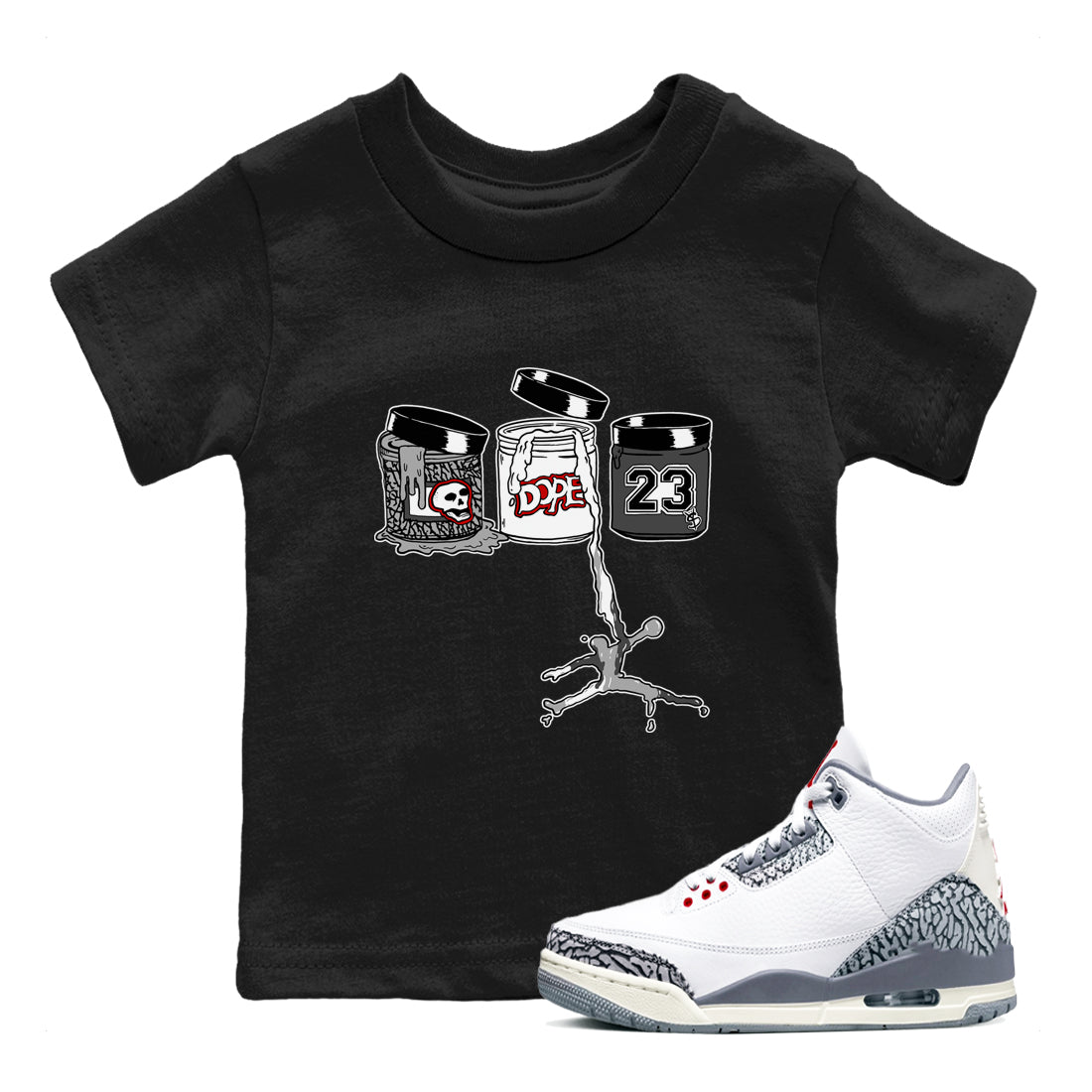 3s Cement Grey Shirts To Match Jordans Jordan Paint sneaker match tees Air Jordan 3 Cement Grey Tee SNRT Sneaker Release Tees Youth Baby Black 1 crew neck shirts