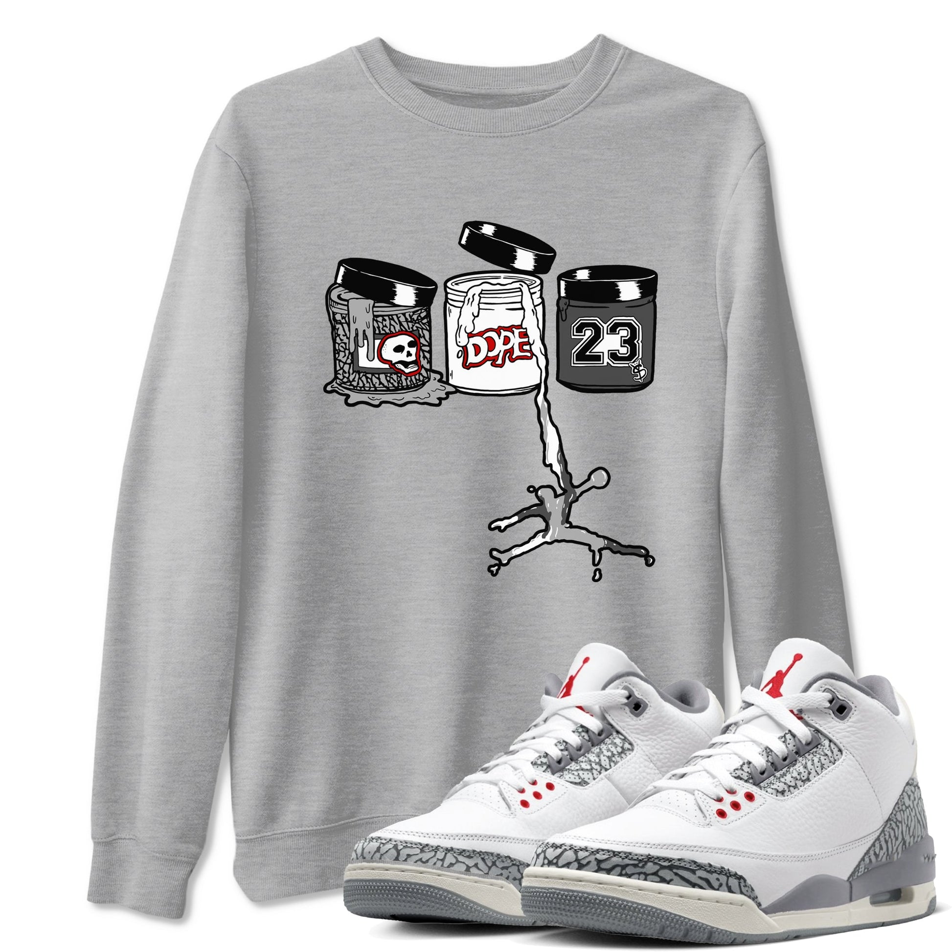 3s Cement Grey Shirts To Match Jordans Jordan Paint sneaker match tees Air Jordan 3 Cement Grey Tee SNRT Sneaker Release Tees unisex cotton Heather Grey 1 crew neck shirts