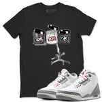 3s Cement Grey Shirts To Match Jordans Jordan Paint sneaker match tees Air Jordan 3 Cement Grey Tee SNRT Sneaker Release Tees unisex cotton Black 1 crew neck shirts