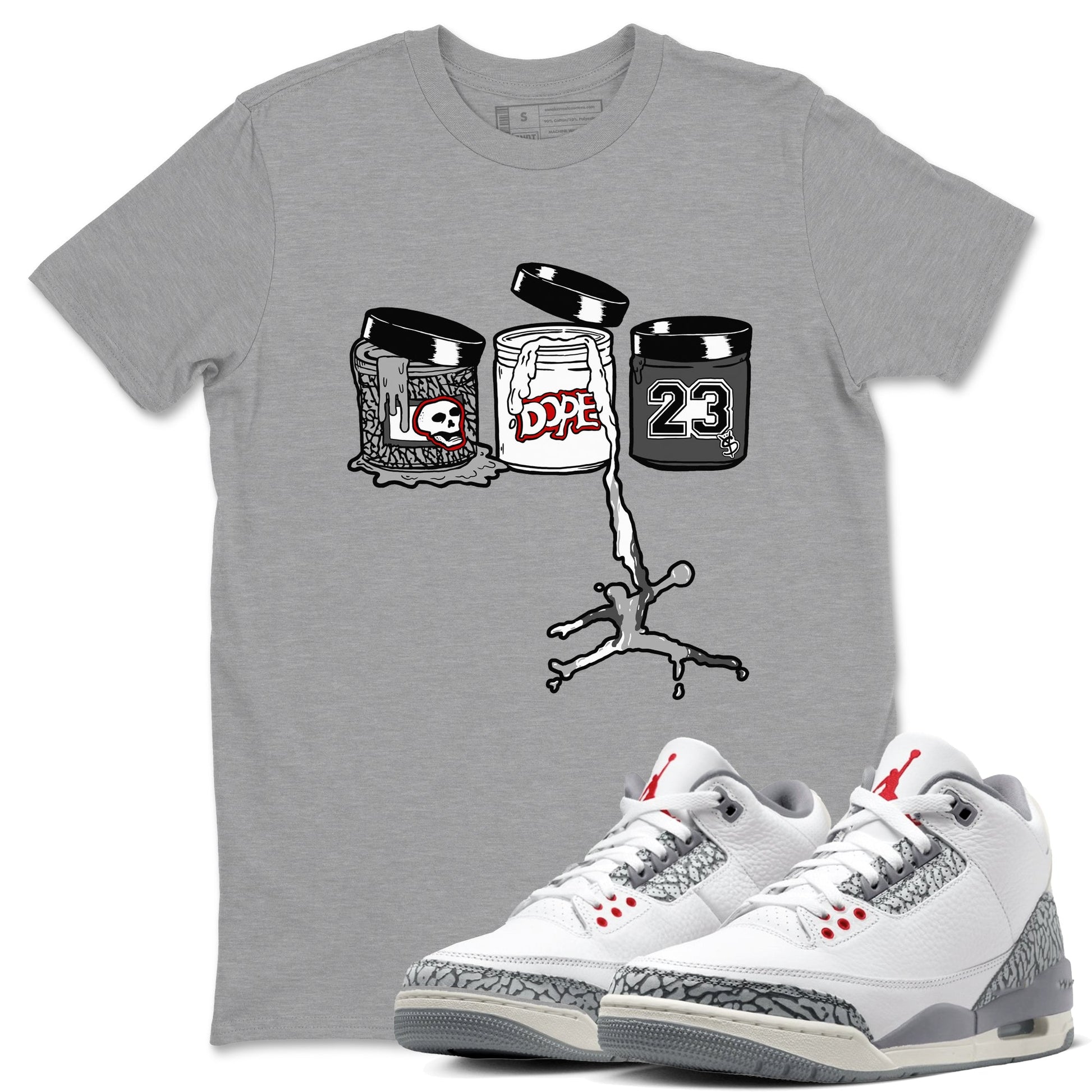 3s Cement Grey Shirts To Match Jordans Jordan Paint sneaker match tees Air Jordan 3 Cement Grey Tee SNRT Sneaker Release Tees unisex cotton Heather Grey 1 crew neck shirts