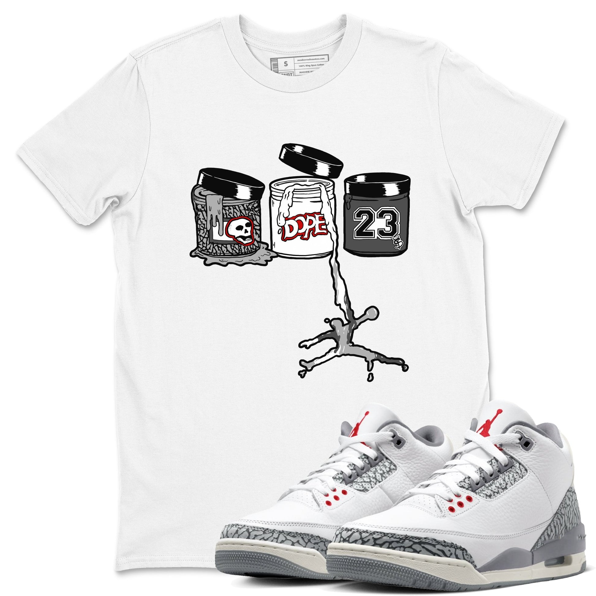 3s Cement Grey Shirts To Match Jordans Jordan Paint sneaker match tees Air Jordan 3 Cement Grey Tee SNRT Sneaker Release Tees unisex cotton White 1 crew neck shirts