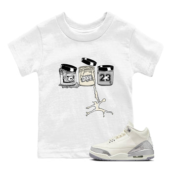 3s Sail and Cement Grey shirts to match jordans Jordan Paint sneaker match tees Air Jordan 3 Retro Sail and Cement Grey match shoes to clothes SNRT Sneaker Tees Youth Baby White 1 tee
