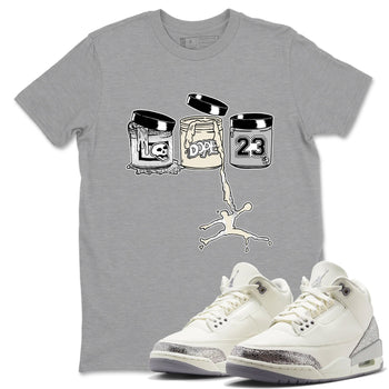 3s Sail and Cement Grey shirts to match jordans Jordan Paint sneaker match tees Air Jordan 3 Retro Sail and Cement Grey match shoes to clothes SNRT Sneaker Tees unisex cotton Heather Grey 1 shirts