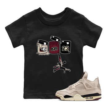 4s A Ma Maniere x Fossil Stone shirts to match jordans Jordan Paint sneaker match tees 4s A Ma Maniere x Fossil Stone match shoes to clothes SNRT Sneaker Tees Youth Baby Black 1 tee