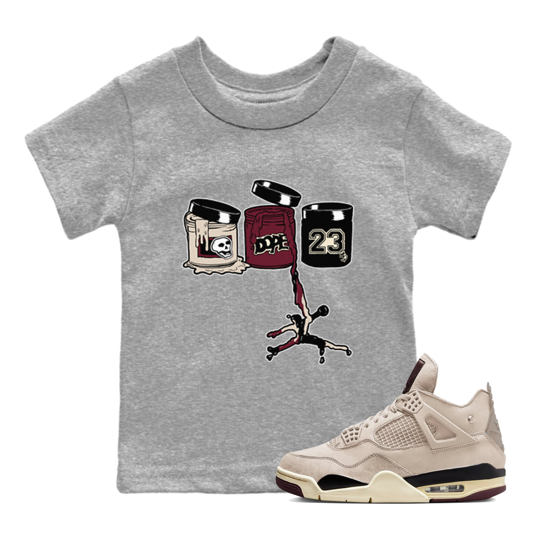 4s A Ma Maniere x Fossil Stone shirts to match jordans Jordan Paint sneaker match tees 4s A Ma Maniere x Fossil Stone match shoes to clothes SNRT Sneaker Tees Youth Baby Heather Grey 1 tee