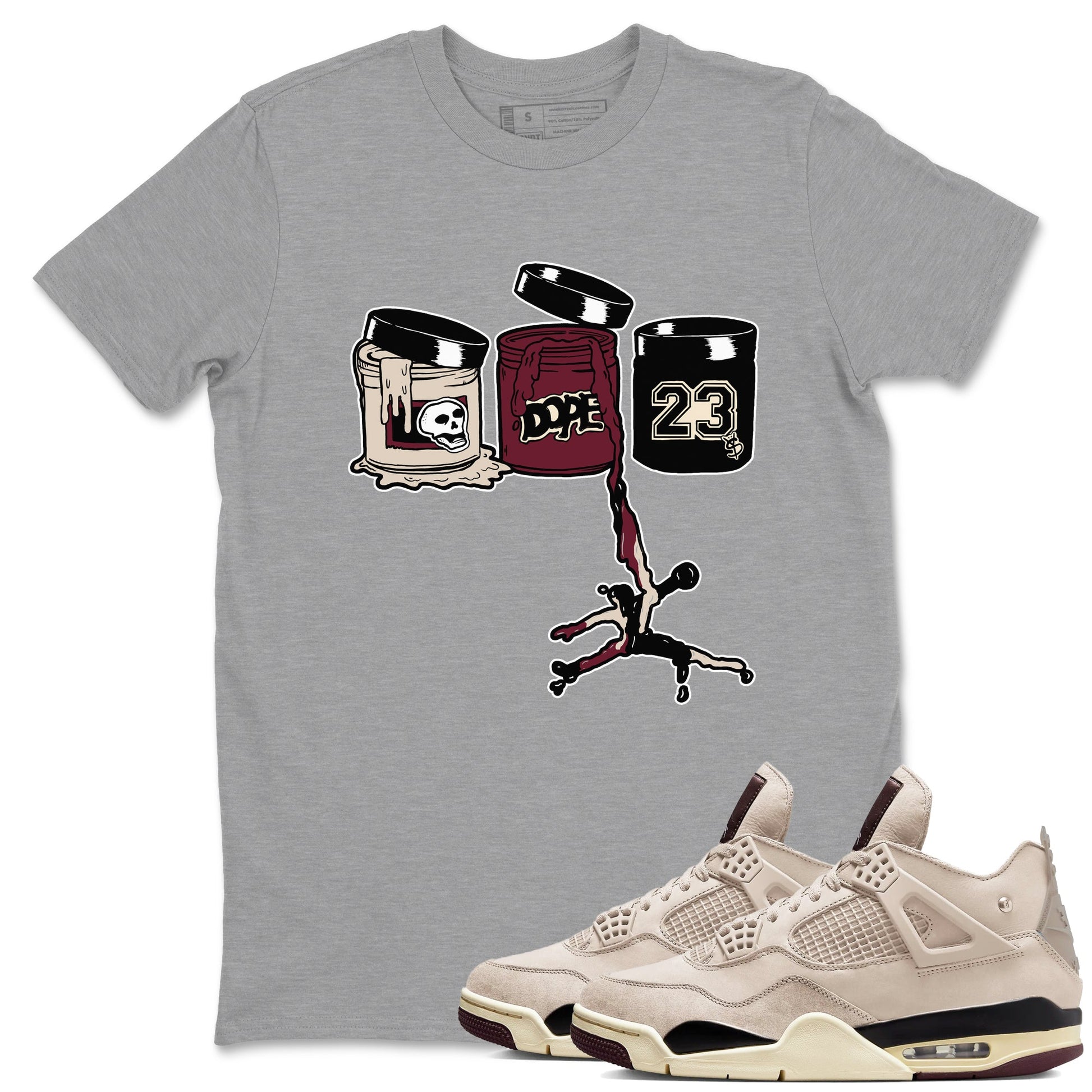 4s A Ma Maniere x Fossil Stone shirts to match jordans Jordan Paint sneaker match tees 4s A Ma Maniere x Fossil Stone match shoes to clothes SNRT Sneaker Tees unisex cotton Heather Grey 1 shirts