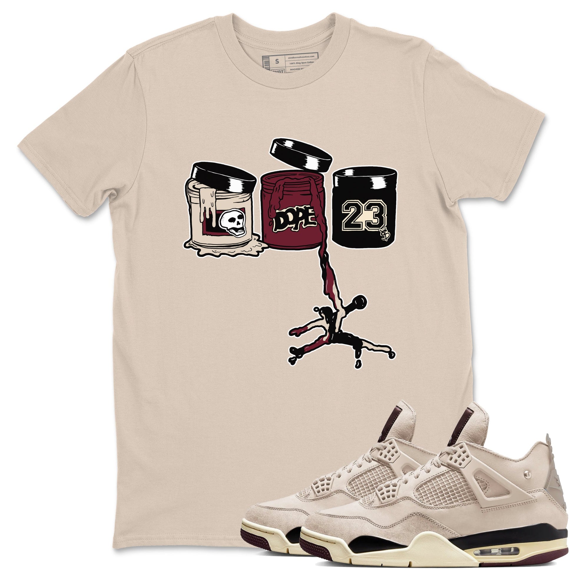 4s A Ma Maniere x Fossil Stone shirts to match jordans Jordan Paint sneaker match tees 4s A Ma Maniere x Fossil Stone match shoes to clothes SNRT Sneaker Tees unisex cotton Sand 1 shirts