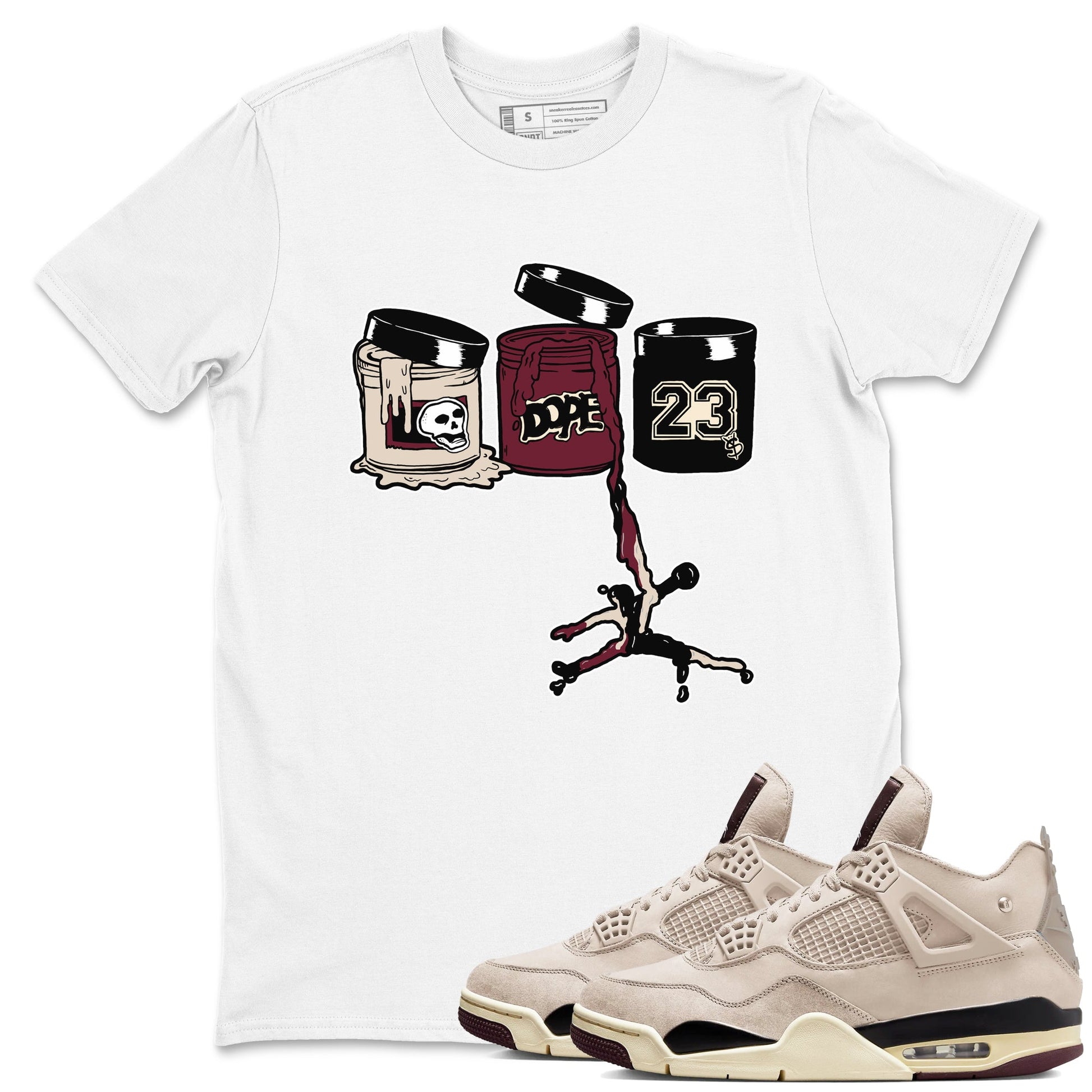 4s A Ma Maniere x Fossil Stone shirts to match jordans Jordan Paint sneaker match tees 4s A Ma Maniere x Fossil Stone match shoes to clothes SNRT Sneaker Tees unisex cotton White 1 shirts