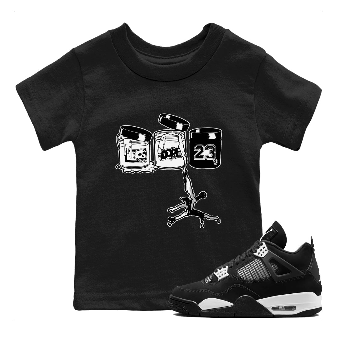 4s White Thunder Shirts To Match Jordans Jordan Paint sneaker match tees Air Jordan 4 White Thunder Tee SNRT Sneaker Release Tees Youth Baby Black 1 crew neck shirts