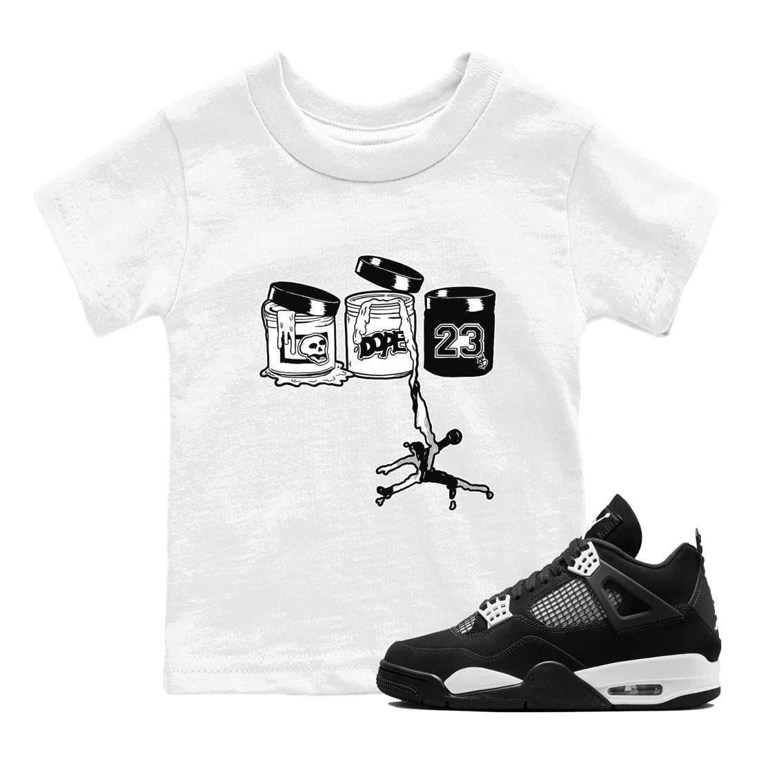 4s White Thunder Shirts To Match Jordans Jordan Paint sneaker match tees Air Jordan 4 White Thunder Tee SNRT Sneaker Release Tees Youth Baby White 1 crew neck shirts