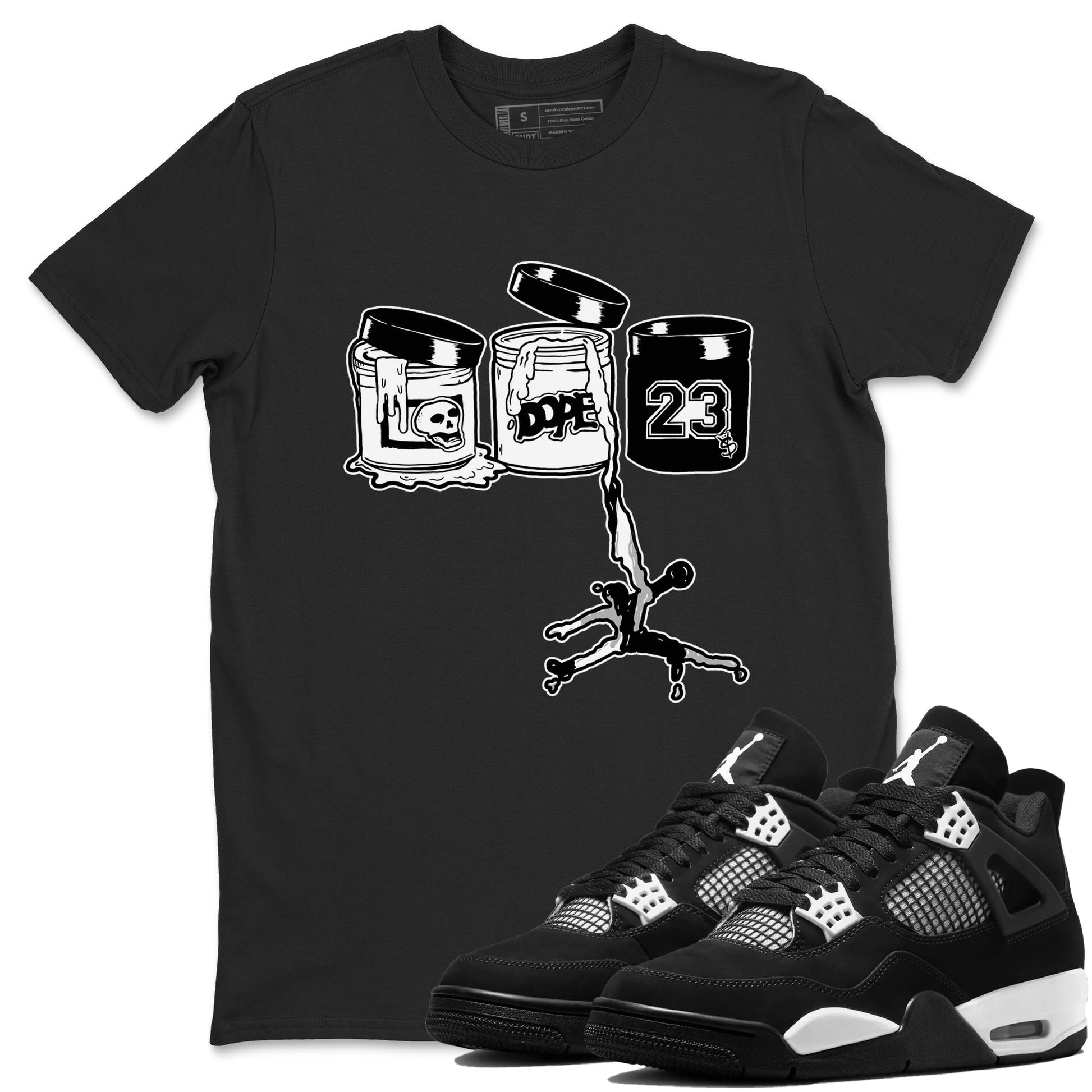 4s White Thunder Shirts To Match Jordans Jordan Paint sneaker match tees Air Jordan 4 White Thunder Tee SNRT Sneaker Release Tees unisex cotton Black 1 crew neck shirts