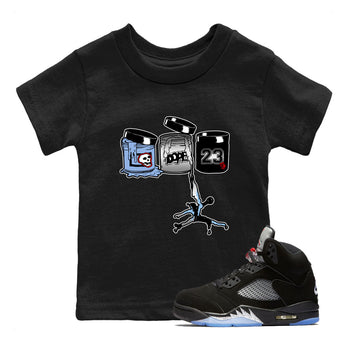5s Black Metallic Reimagined shirts to match jordans Jordan Paint best t shirts to wear with jordans Air Jordan 5 Reimagined match shoes to clothes SNRT Sneaker Tees Youth Baby Black 1 tee