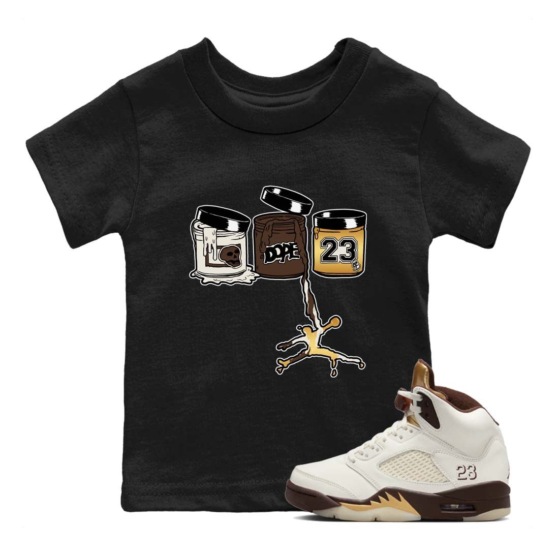5s Golden Ticket shirts to match jordans  Jordan Paint shirts to match jordans Air Jordan 5 Golden Ticket match shoes to clothes SNRT Sneaker Tees Youth Baby Black 1 tee