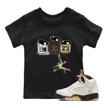 5s Golden Ticket shirts to match jordans  Jordan Paint shirts to match jordans Air Jordan 5 Golden Ticket match shoes to clothes SNRT Sneaker Tees Youth Baby Black 1 tee