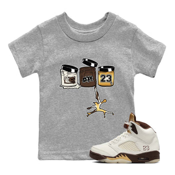 5s Golden Ticket shirts to match jordans  Jordan Paint shirts to match jordans Air Jordan 5 Golden Ticket match shoes to clothes SNRT Sneaker Tees Youth Baby Heather Grey 1 tee