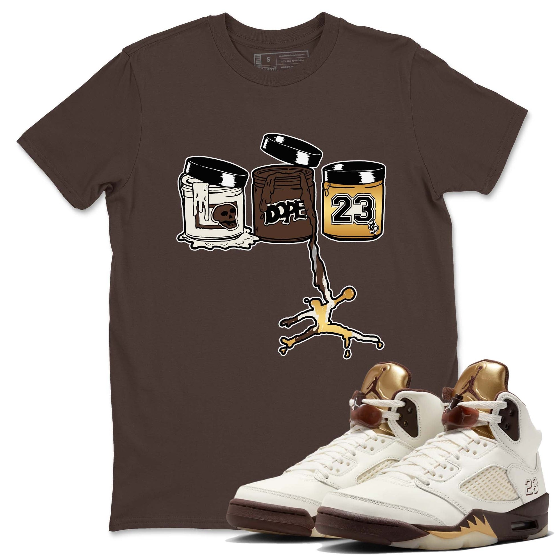5s Golden Ticket shirts to match jordans  Jordan Paint shirts to match jordans Air Jordan 5 Golden Ticket match shoes to clothes SNRT Sneaker Tees unisex cotton Dark Chocolate 1 shirts