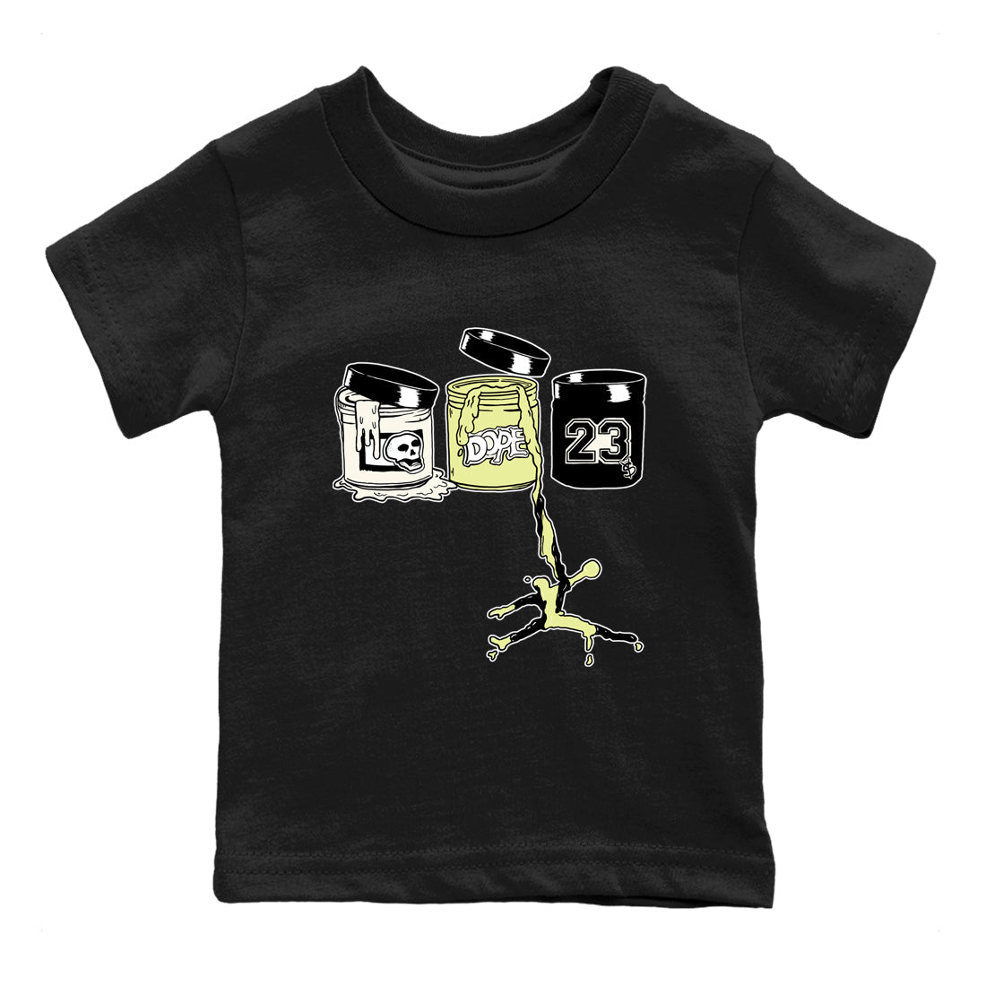 Sneaker match tees – Sneaker Tees To Match Air Jordan 5 Luminous Green Shoes – Jordan Paint Kids T-Shirt Black 2