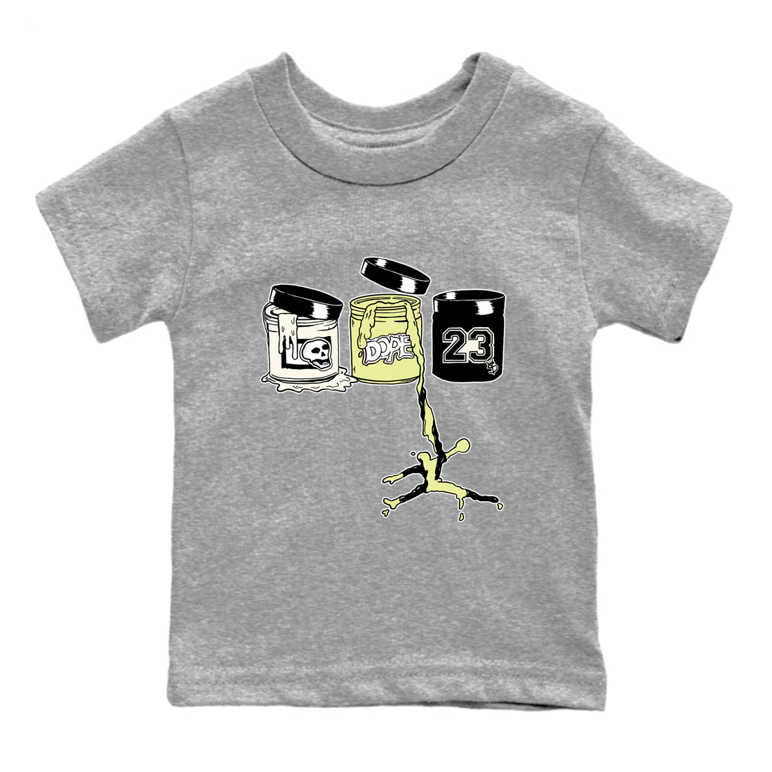 Sneaker match tees – Sneaker Tees To Match Air Jordan 5 Luminous Green Shoes – Jordan Paint Kids T-Shirt Heather Grey 2