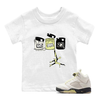 Sneaker match tees – Sneaker Tees To Match Air Jordan 5 Luminous Green Shoes – Jordan Paint Kids T-Shirt White 1