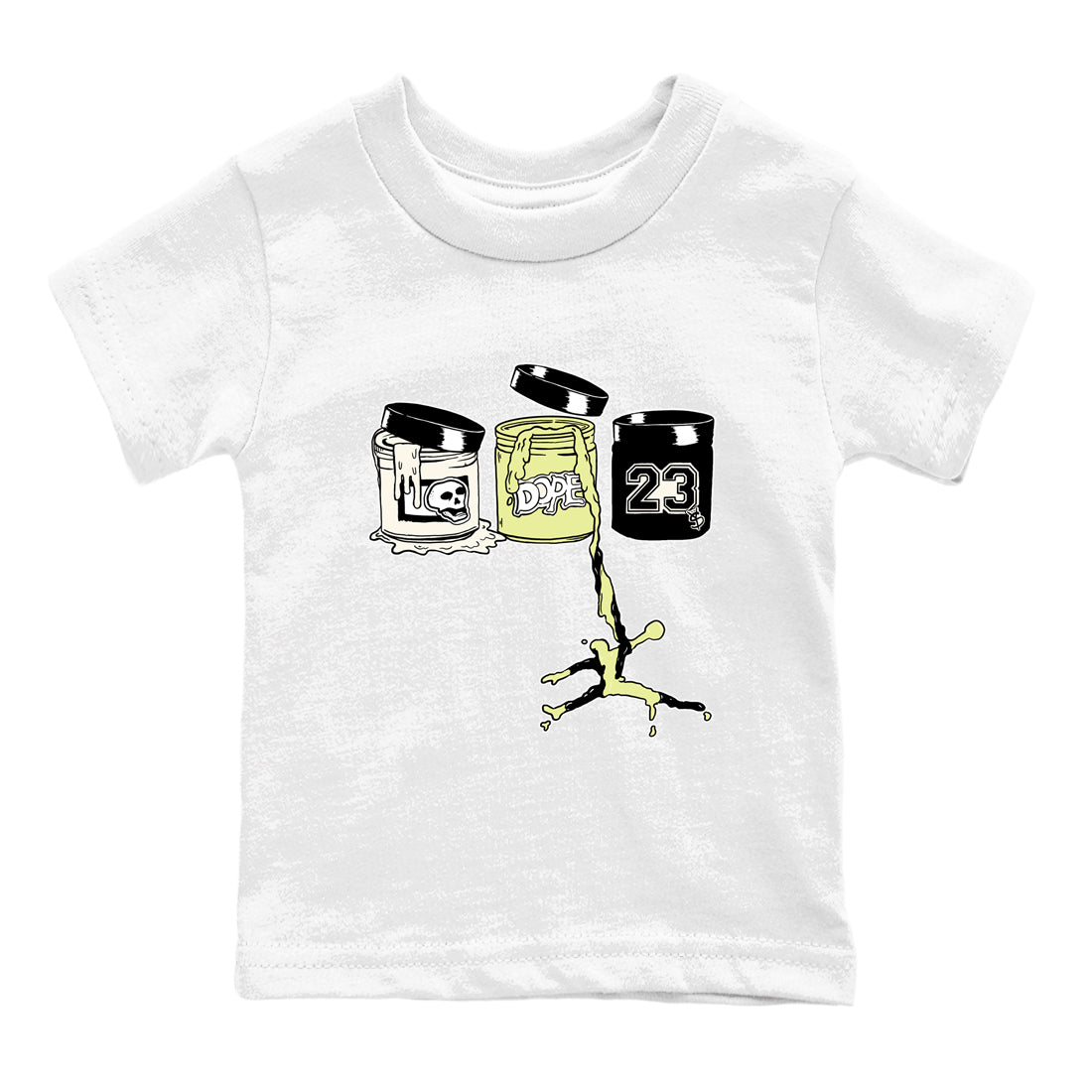 Sneaker match tees – Sneaker Tees To Match Air Jordan 5 Luminous Green Shoes – Jordan Paint Kids T-Shirt White 2
