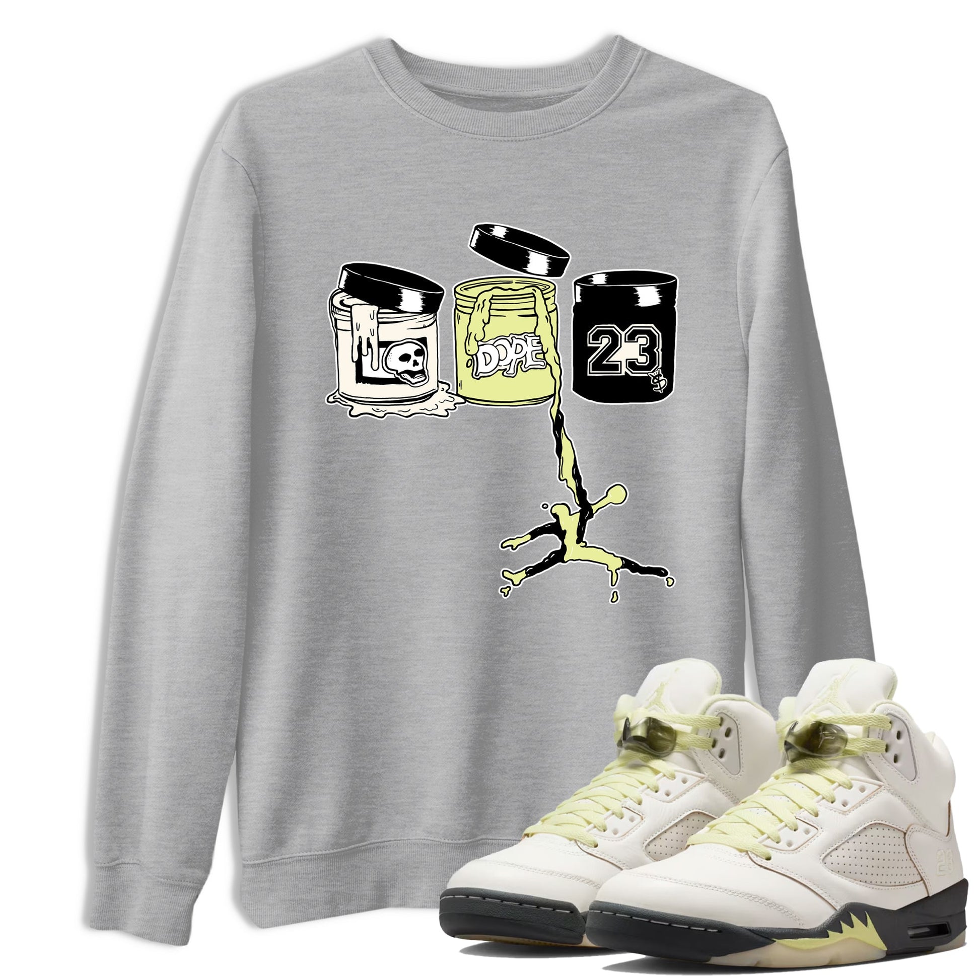 Sneaker match tees – Sneaker Tees To Match Air Jordan 5 Luminous Green Shoes – Jordan Paint Tee Heather Grey 1