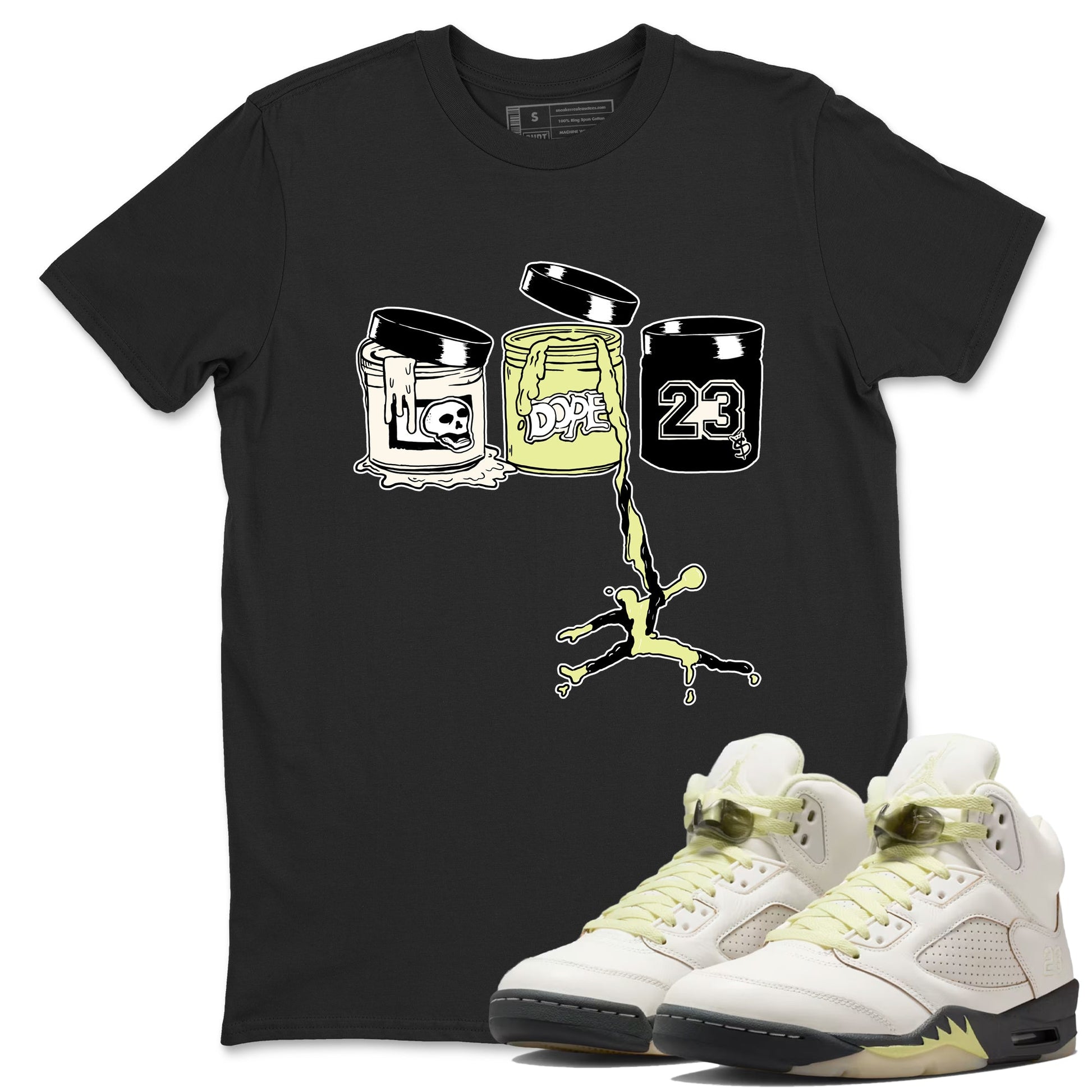 Sneaker match tees – Sneaker Tees To Match Air Jordan 5 Luminous Green Shoes – Jordan Paint Tee Black 1