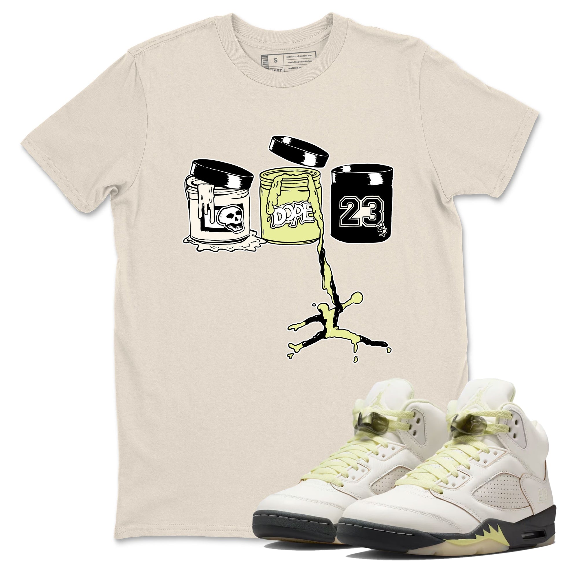 Sneaker match tees – Sneaker Tees To Match Air Jordan 5 Luminous Green Shoes – Jordan Paint Tee Natural 1