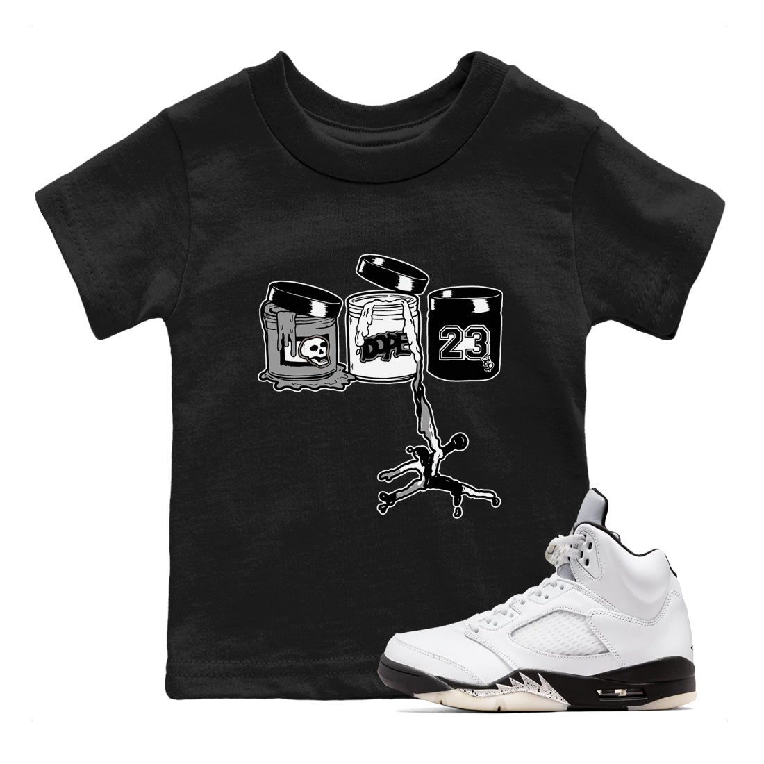 5s White Black shirts to match jordans Jordan Paint sneaker match tees Air Jordan 5 Retro White Black match shoes to clothes SNRT Sneaker Tees Youth Baby Black 1 tee