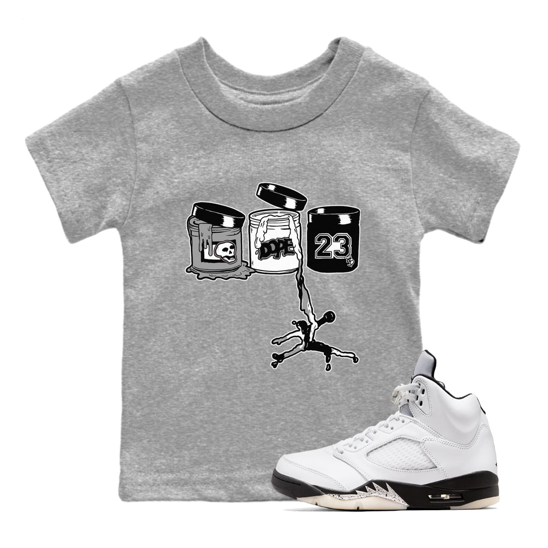 5s White Black shirts to match jordans Jordan Paint sneaker match tees Air Jordan 5 Retro White Black match shoes to clothes SNRT Sneaker Tees Youth Baby Heather Grey 1 tee