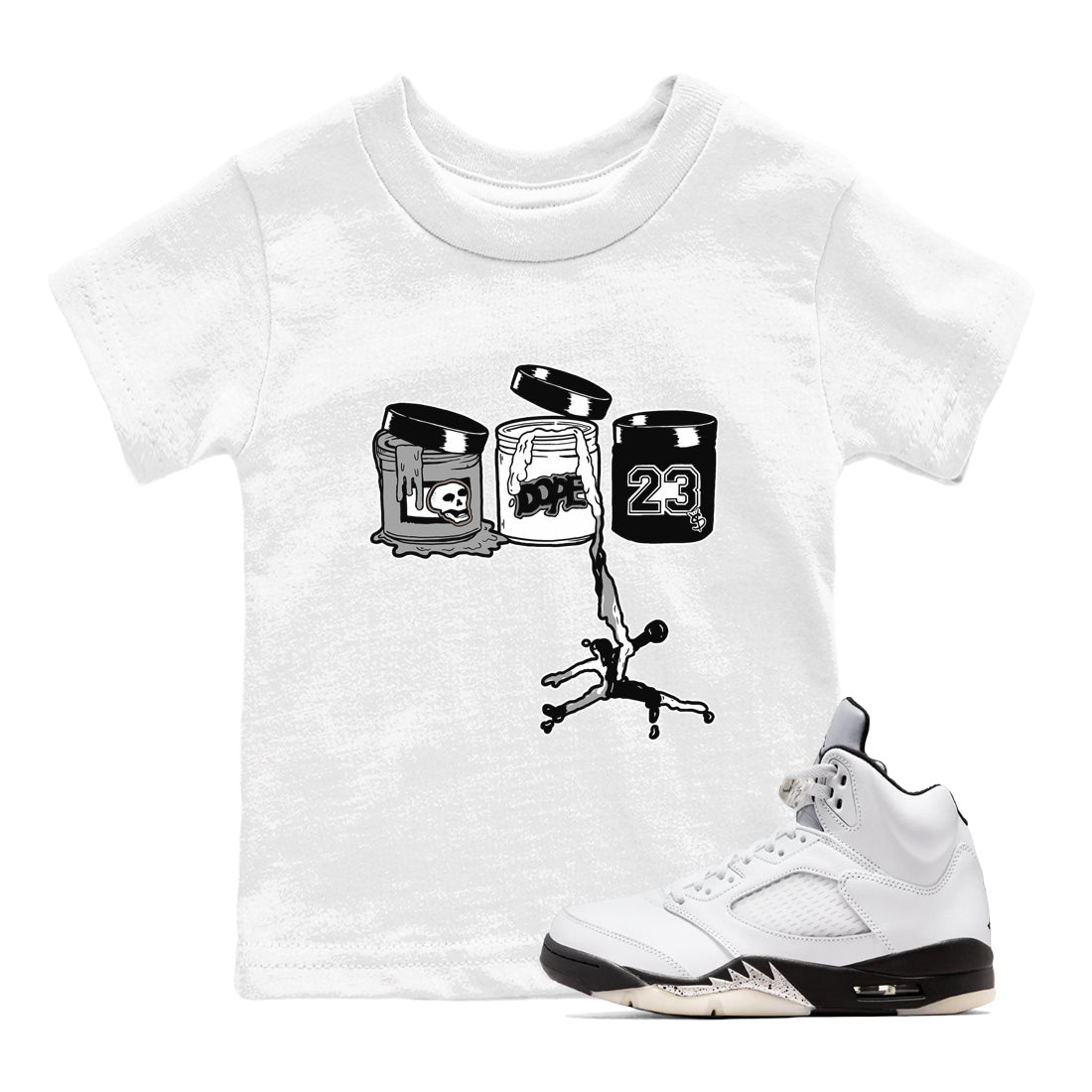 5s White Black shirts to match jordans Jordan Paint sneaker match tees Air Jordan 5 Retro White Black match shoes to clothes SNRT Sneaker Tees Youth Baby White 1 tee