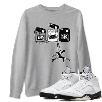 5s White Black shirts to match jordans Jordan Paint sneaker match tees Air Jordan 5 Retro White Black match shoes to clothes SNRT Sneaker Tees unisex cotton Heather Grey 1 shirts