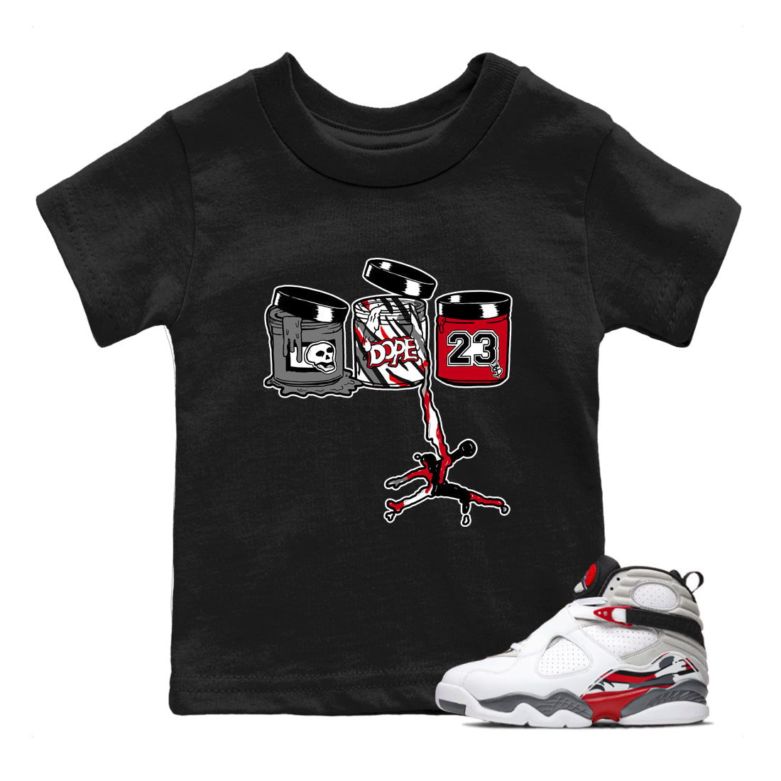 Sneaker match tees – Sneaker Tees To Match Air Jordan 8 Bunny Shoes Air Jordan 8 Bunny White and True Red – Jordan Paint Kids T-Shirt Black 1