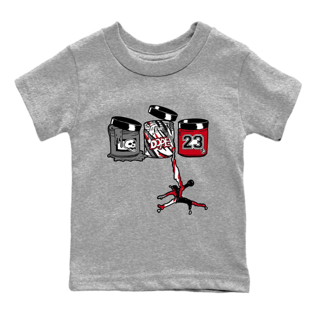 Sneaker match tees – Sneaker Tees To Match Air Jordan 8 Bunny Shoes Air Jordan 8 Bunny White and True Red – Jordan Paint Kids T-Shirt Heather Grey 2