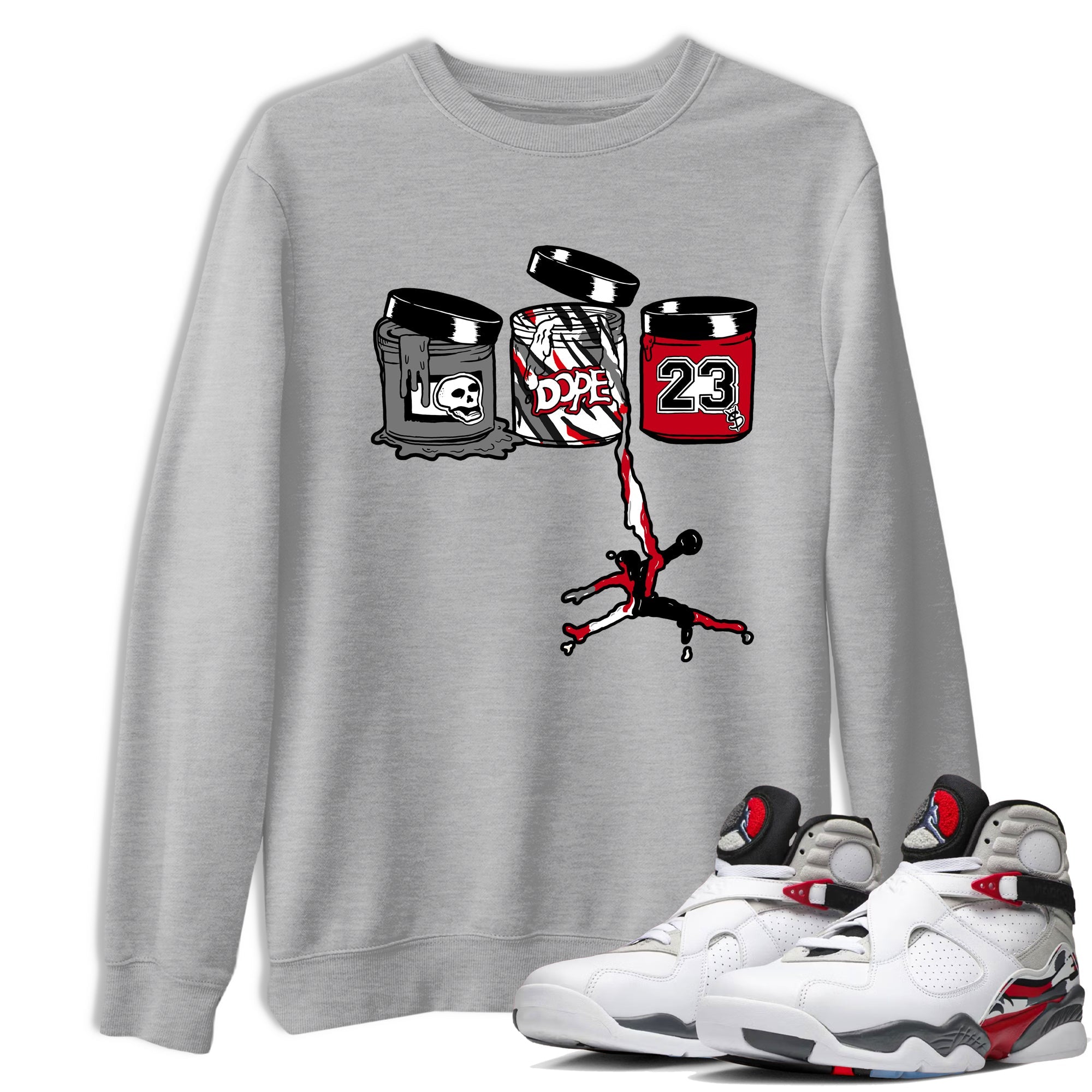 Sneaker match tees – Sneaker Tees To Match Air Jordan 8 Bunny Shoes Air Jordan 8 Bunny White and True Red – Jordan Paint Tee Heather Grey 1