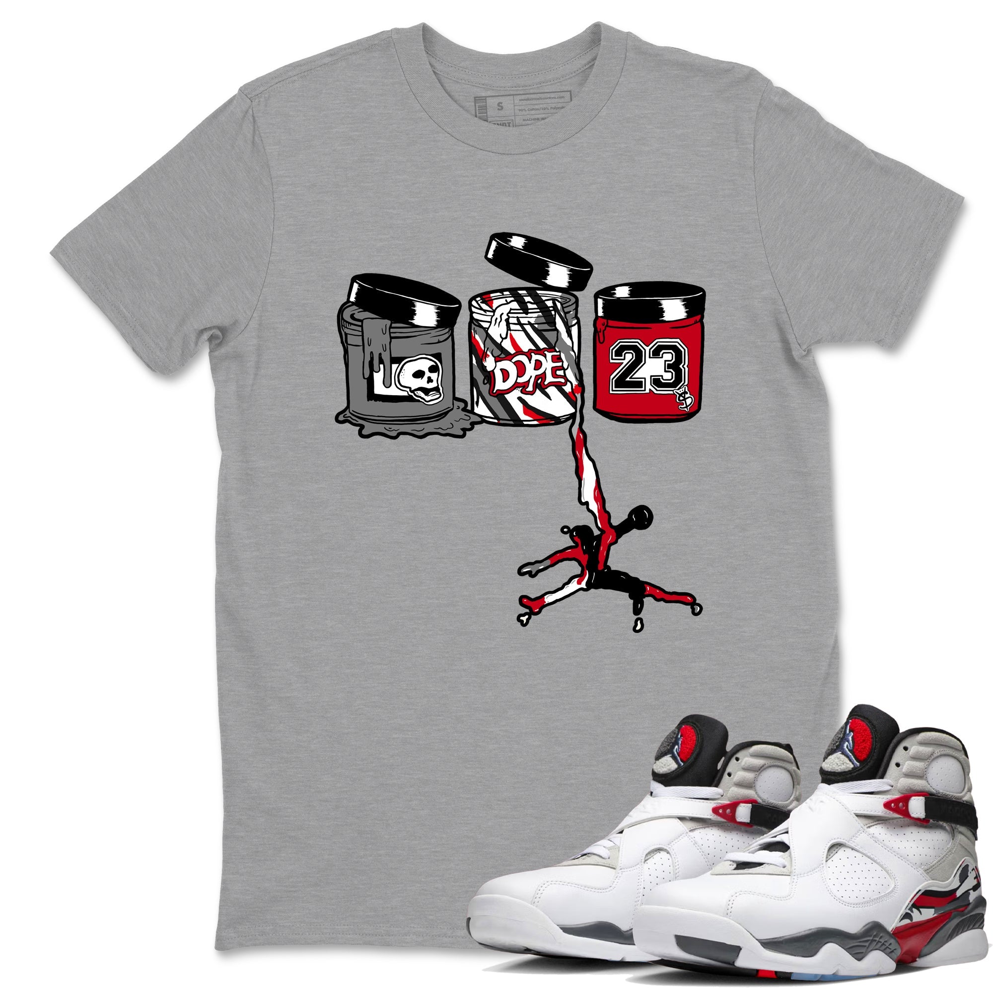 Sneaker match tees – Sneaker Tees To Match Air Jordan 8 Bunny Shoes Air Jordan 8 Bunny White and True Red – Jordan Paint Tee Heather Grey 1
