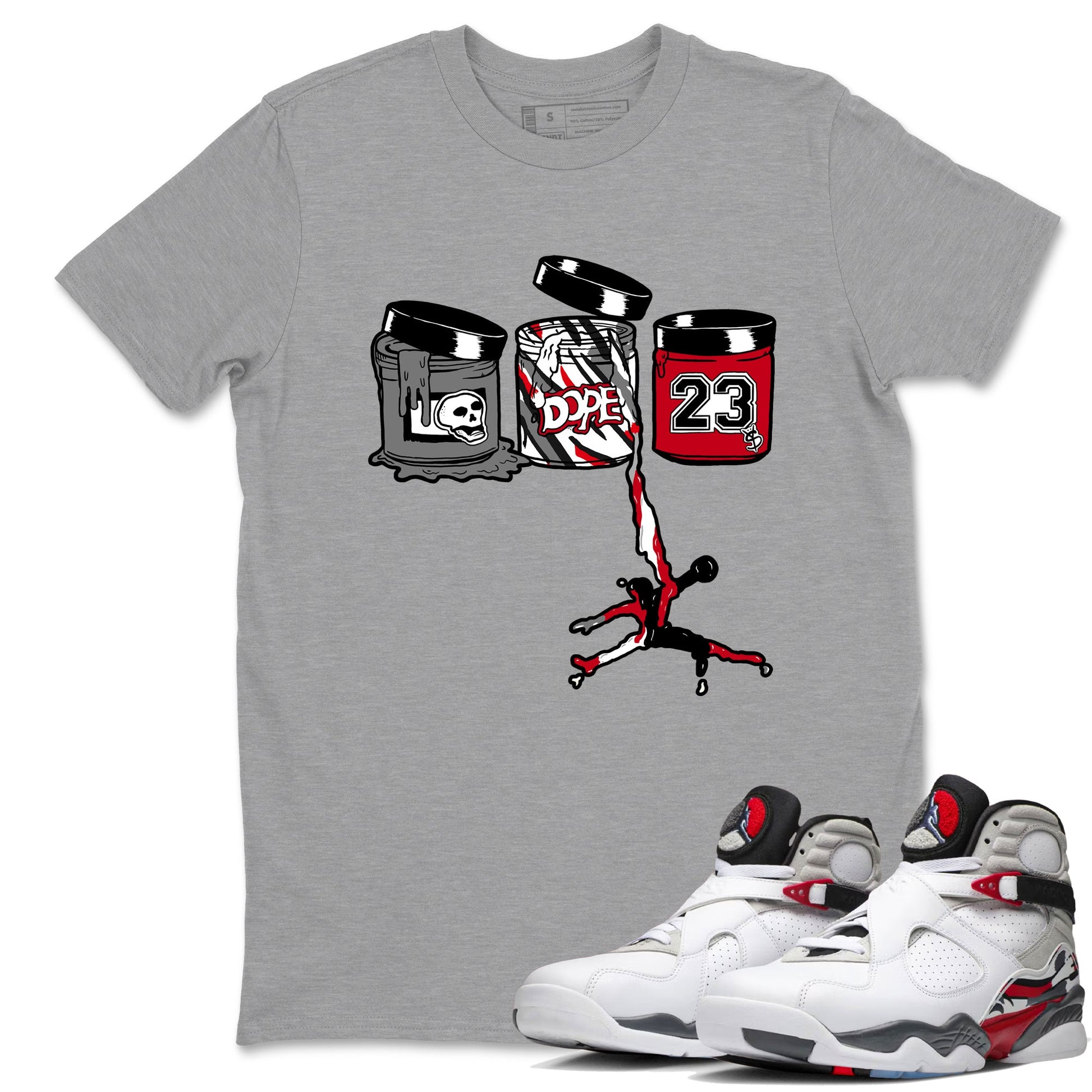Sneaker match tees – Sneaker Tees To Match Air Jordan 8 Bunny Shoes Air Jordan 8 Bunny White and True Red – Jordan Paint Tee Heather Grey 1
