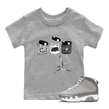 9s Cool Grey shirts to match jordans Jordan Paint sneaker match tees Air Jordan 9 Retro Cool Grey match shoes to clothes SNRT Sneaker Tees Youth Baby Heather Grey 1 tee