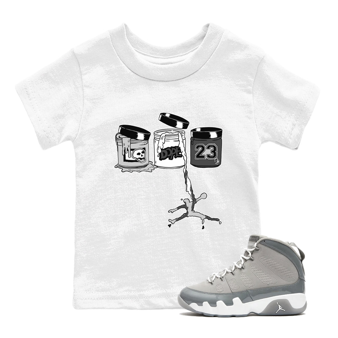 9s Cool Grey shirts to match jordans Jordan Paint sneaker match tees Air Jordan 9 Retro Cool Grey match shoes to clothes SNRT Sneaker Tees Youth Baby White 1 tee