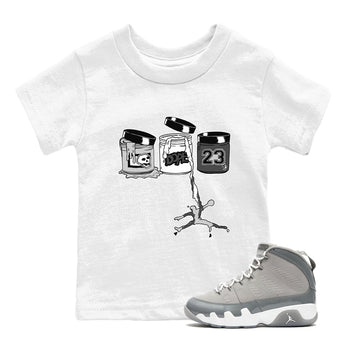 9s Cool Grey shirts to match jordans Jordan Paint sneaker match tees Air Jordan 9 Retro Cool Grey match shoes to clothes SNRT Sneaker Tees Youth Baby White 1 tee