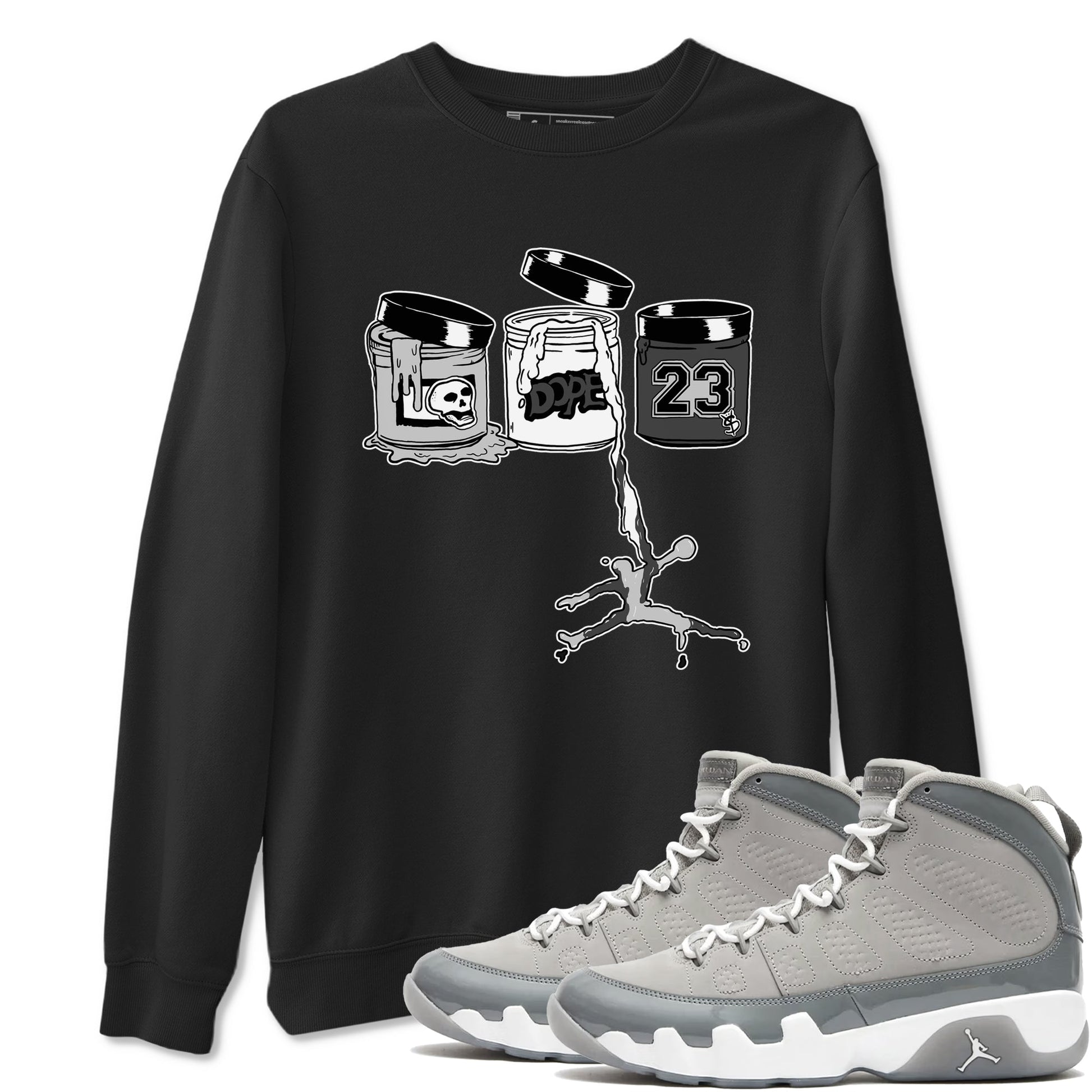 9s Cool Grey shirts to match jordans Jordan Paint sneaker match tees Air Jordan 9 Retro Cool Grey match shoes to clothes SNRT Sneaker Tees unisex cotton Black 1 shirts
