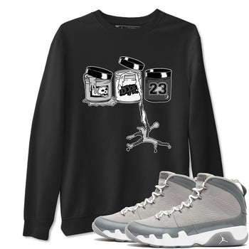 9s Cool Grey shirts to match jordans Jordan Paint sneaker match tees Air Jordan 9 Retro Cool Grey match shoes to clothes SNRT Sneaker Tees unisex cotton Black 1 shirts