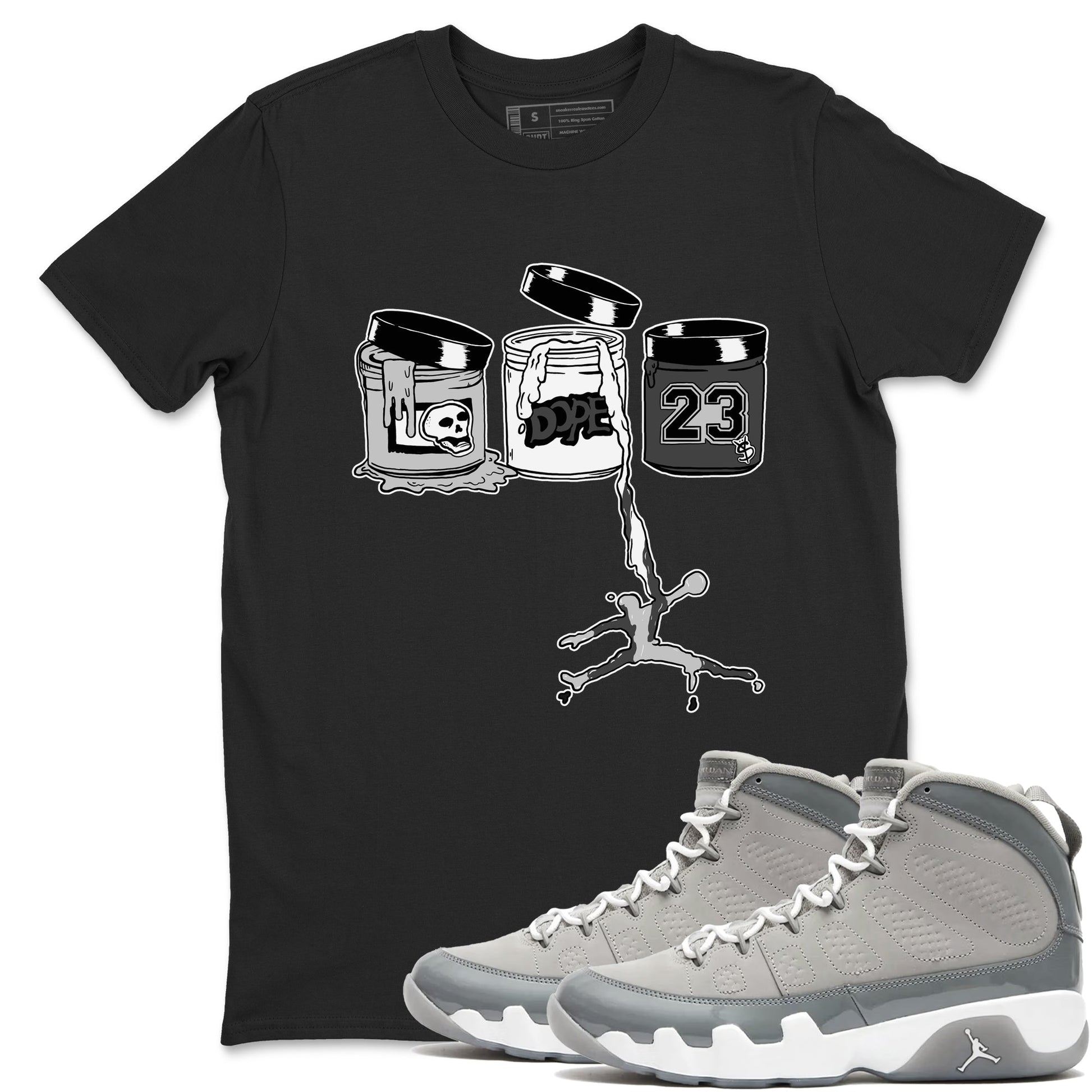 9s Cool Grey shirts to match jordans Jordan Paint sneaker match tees Air Jordan 9 Retro Cool Grey match shoes to clothes SNRT Sneaker Tees unisex cotton Black 1 shirts