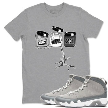 9s Cool Grey shirts to match jordans Jordan Paint sneaker match tees Air Jordan 9 Retro Cool Grey match shoes to clothes SNRT Sneaker Tees unisex cotton Heather Grey 1 shirts