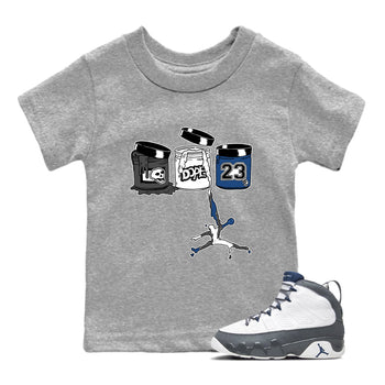 Sneaker match tees – Sneaker Tees To Match Air Jordan 9 Flint Grey Shoes – Jordan Paint Kids T-Shirt Heather Grey 1