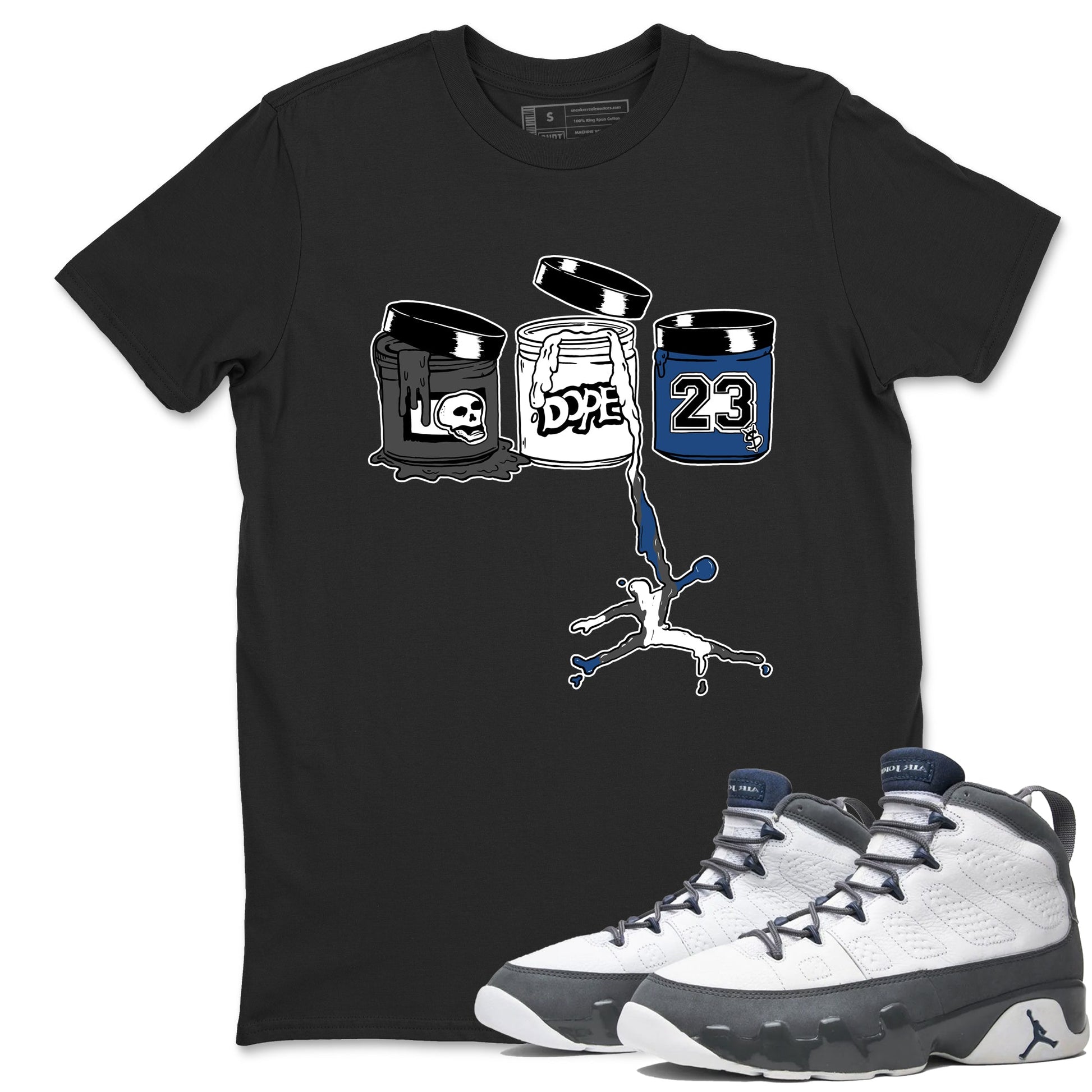 Sneaker match tees – Sneaker Tees To Match Air Jordan 9 Flint Grey Shoes – Jordan Paint Tee Black 1